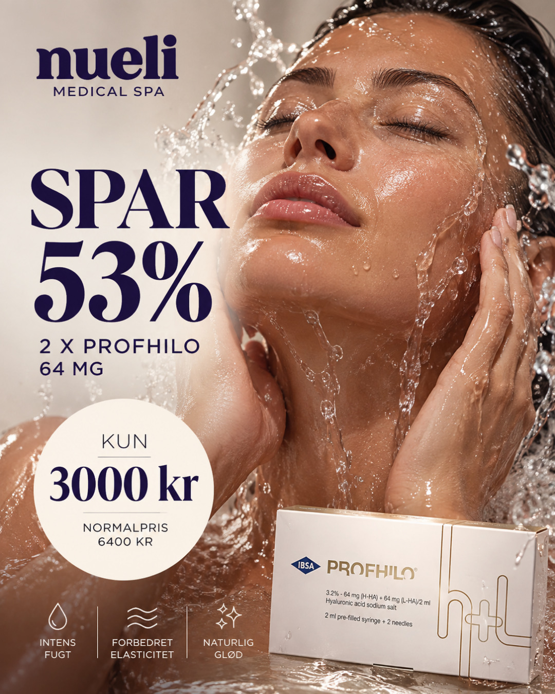 Profhilo 2 for 1. Spar 53 %. Kun 3.000 kr for 2 behandlinger.